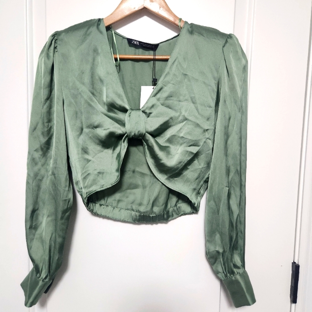 Zara Green Satin Blouse